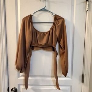 Altar'd State Shirt, Size Xs, Gold, Cropped